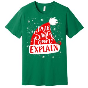 Santa Hat Dear Santa I Can Explain Christmas Premium T-Shirt