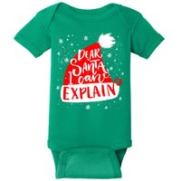 Santa Hat Dear Santa I Can Explain Christmas Baby Bodysuit