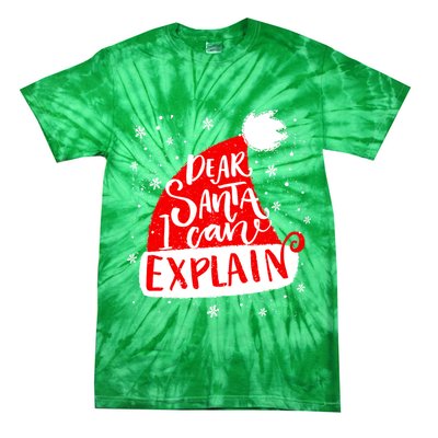Santa Hat Dear Santa I Can Explain Christmas Tie-Dye T-Shirt
