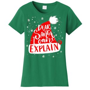 Santa Hat Dear Santa I Can Explain Christmas Women's T-Shirt