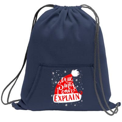 Santa Hat Dear Santa I Can Explain Christmas Sweatshirt Cinch Pack Bag