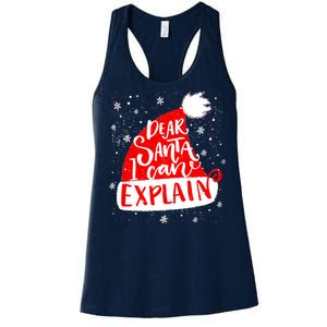 Santa Hat Dear Santa I Can Explain Christmas Women's Racerback Tank