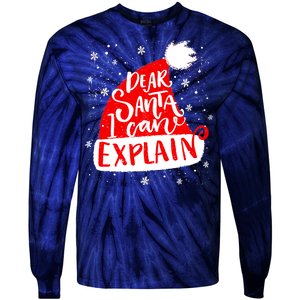 Santa Hat Dear Santa I Can Explain Christmas Tie-Dye Long Sleeve Shirt