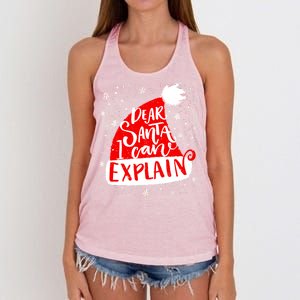 Santa Hat Dear Santa I Can Explain Christmas Women's Knotted Racerback Tank