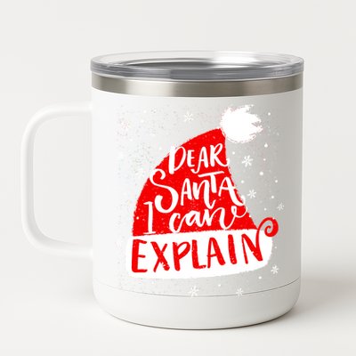 Santa Hat Dear Santa I Can Explain Christmas 12 oz Stainless Steel Tumbler Cup