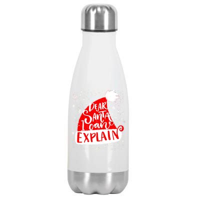 Santa Hat Dear Santa I Can Explain Christmas Stainless Steel Insulated Water Bottle