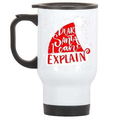 Santa Hat Dear Santa I Can Explain Christmas Stainless Steel Travel Mug