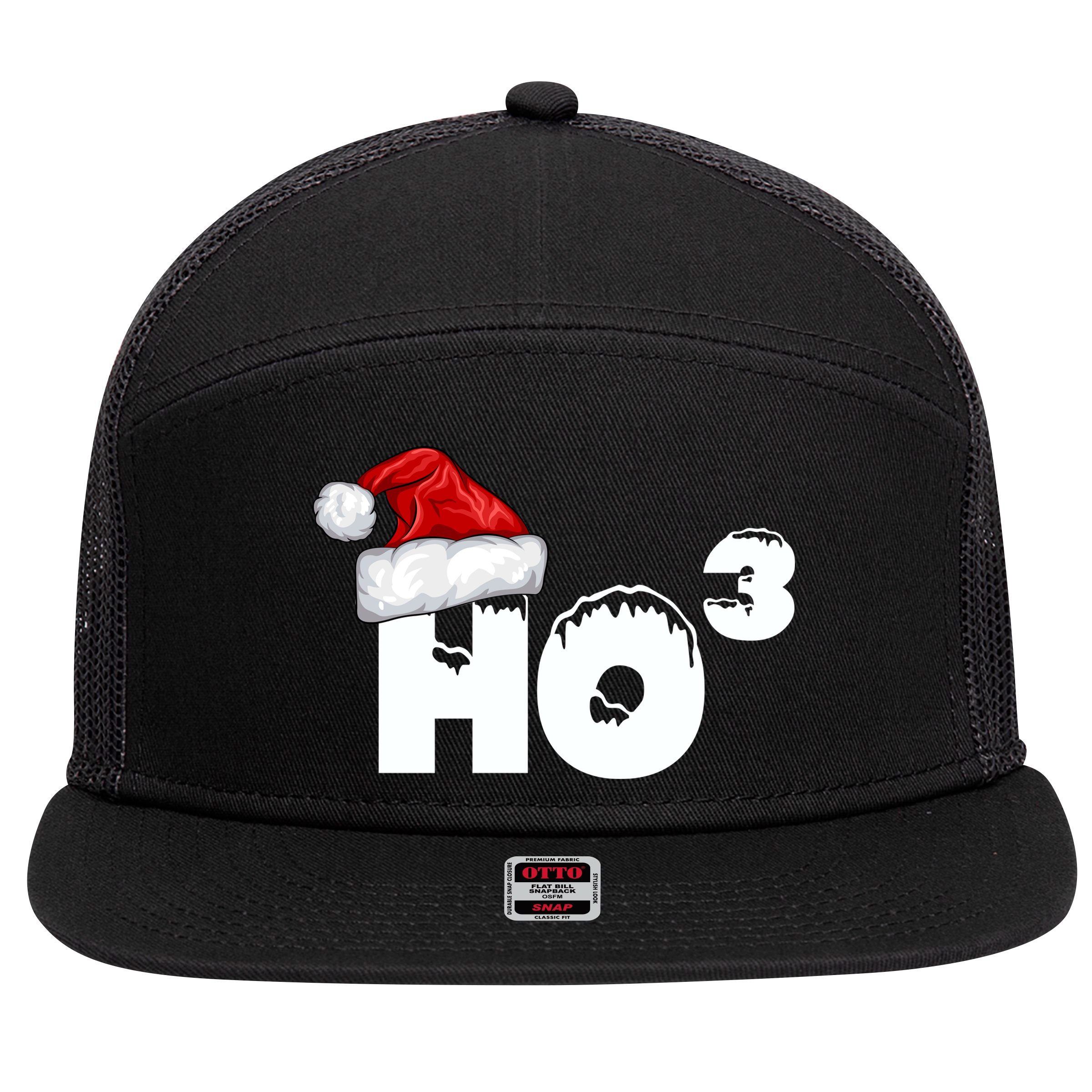 Santa HO HO3 Christmas Funny 7 Panel Mesh Trucker Snapback Hat