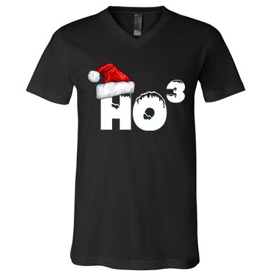 Santa HO HO3 Christmas Funny V-Neck T-Shirt