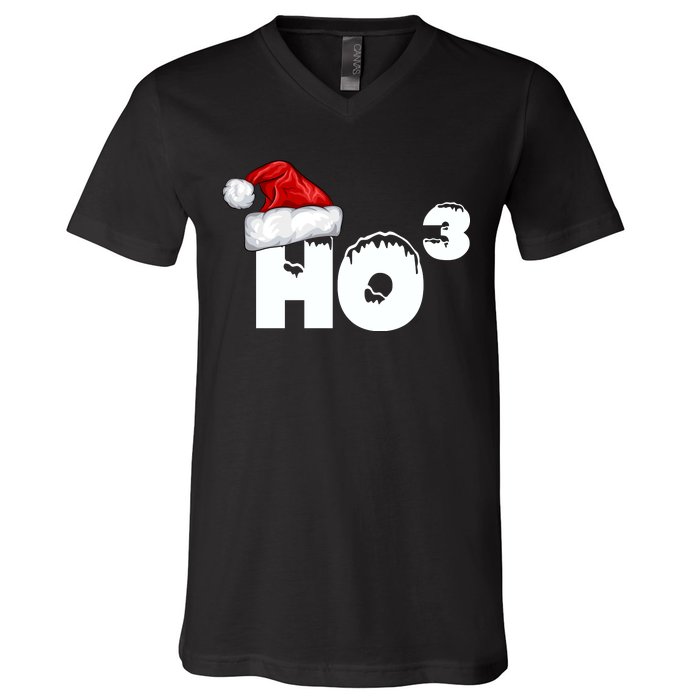 Santa HO HO3 Christmas Funny V-Neck T-Shirt