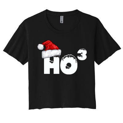 Santa HO HO3 Christmas Funny Women's Crop Top Tee