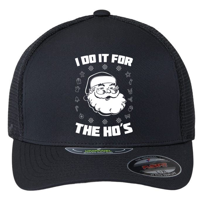 Santa I Do It For The Ho's Funny X-Mas Flexfit Unipanel Trucker Cap