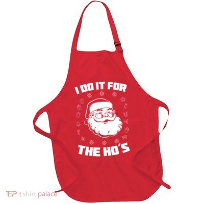 Santa I Do It For The Ho's Funny X-Mas Full-Length Apron With Pockets