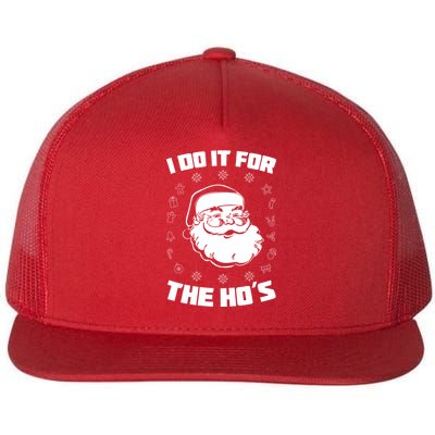 Santa I Do It For The Ho's Funny X-Mas Flat Bill Trucker Hat