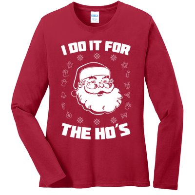 Santa I Do It For The Ho's Funny X-Mas Ladies Long Sleeve Shirt