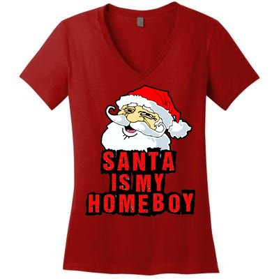 Santa Is My Homeboy Women's V-Neck T-Shirt
