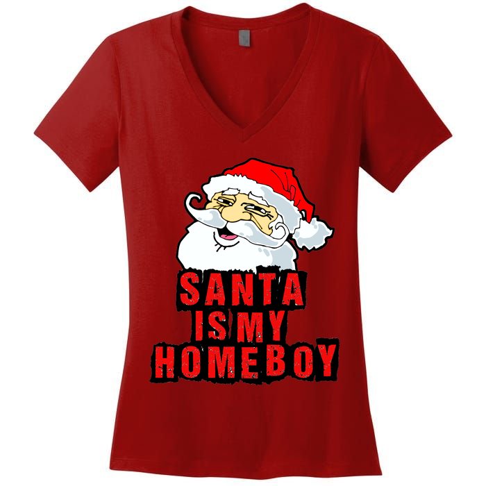 Santa Is My Homeboy Women's V-Neck T-Shirt