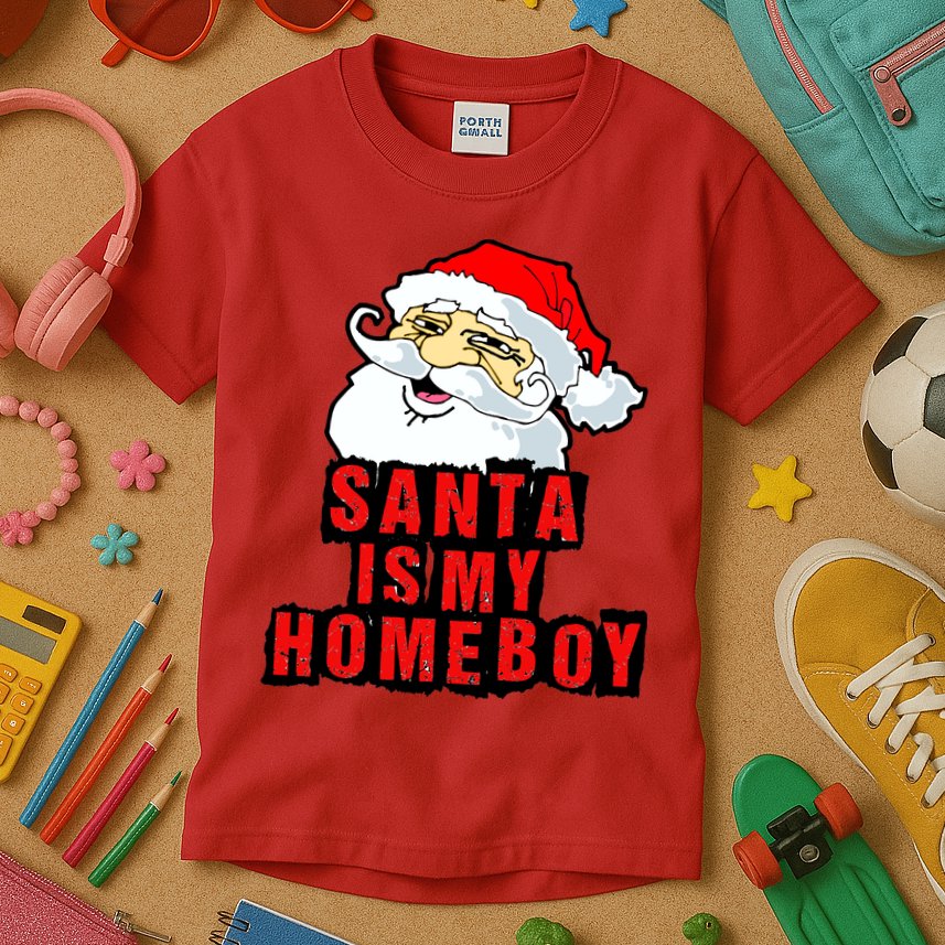 Santa Is My Homeboy Kids T-Shirt