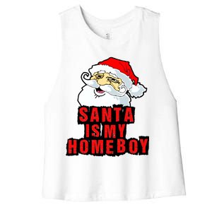 Santa Is My Homeboy Women's Racerback Cropped Tank