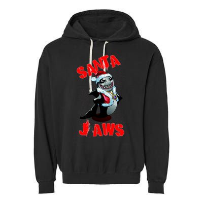 Santa Jaws Christmas Garment-Dyed Fleece Hoodie