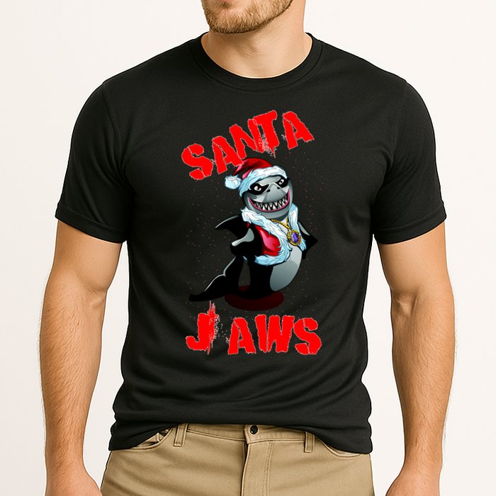 Santa Jaws Christmas Cooling Performance Crew T-Shirt