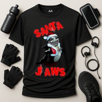 Santa Jaws Christmas Cooling Performance Crew T-Shirt