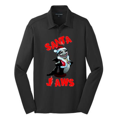 Santa Jaws Christmas Silk Touch Performance Long Sleeve Polo