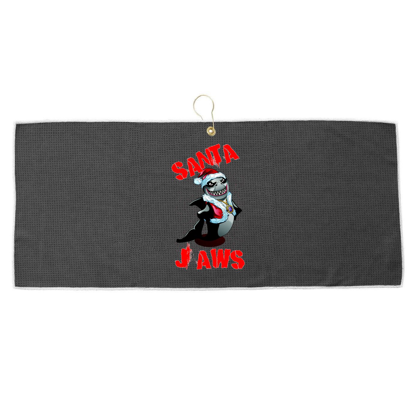 Santa Jaws Christmas Large Microfiber Waffle Golf Towel