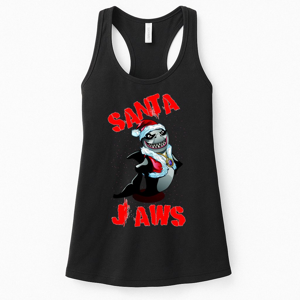 Santa Jaws Christmas Womens Tank Top