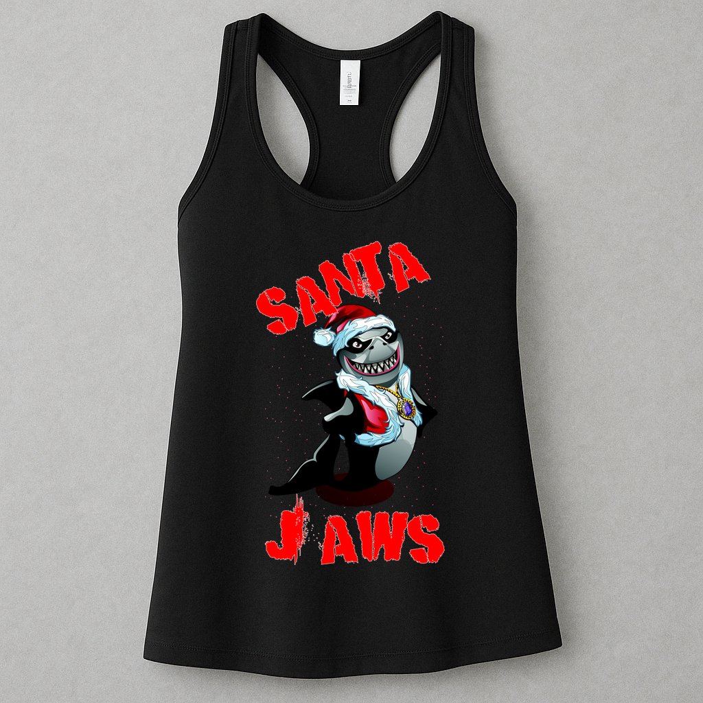 Santa Jaws Christmas Womens Tank Top