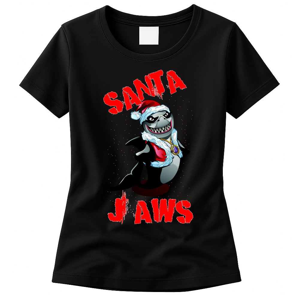 Santa Jaws Christmas Womens T-Shirt