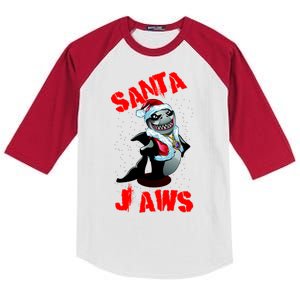 Santa Jaws Christmas Kids Colorblock Raglan Jersey