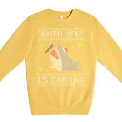 Santa Jaws Is Coming Ugly Christmas Premium Crewneck Sweatshirt