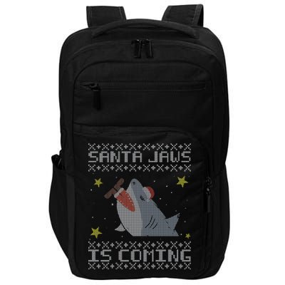 Santa Jaws Is Coming Ugly Christmas Impact Tech Backpack