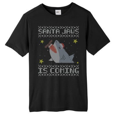 Santa Jaws Is Coming Ugly Christmas Tall Fusion ChromaSoft Performance T-Shirt