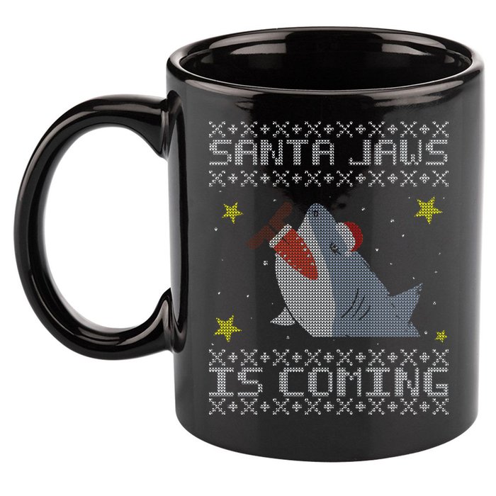 Santa Jaws Is Coming Ugly Christmas 11oz C Handle Ceramic Mug