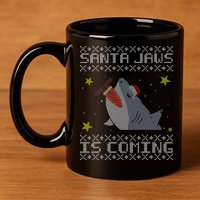 Santa Jaws Is Coming Ugly Christmas 11oz C Handle Ceramic Mug