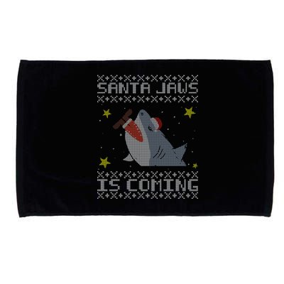 Santa Jaws Is Coming Ugly Christmas Microfiber Hand Towel