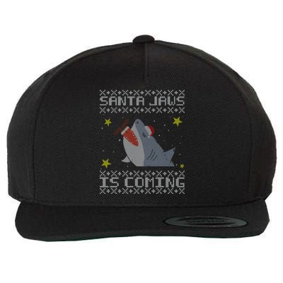 Santa Jaws Is Coming Ugly Christmas Wool Snapback Cap