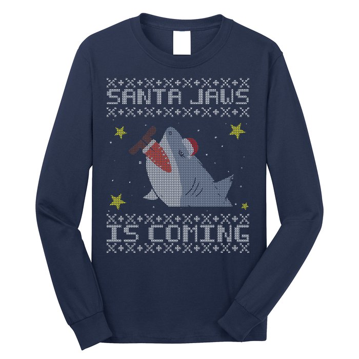 Santa Jaws Is Coming Ugly Christmas Long Sleeve Shirt