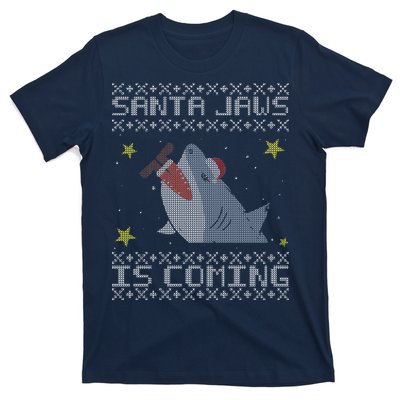 Santa Jaws Is Coming Ugly Christmas T-Shirt