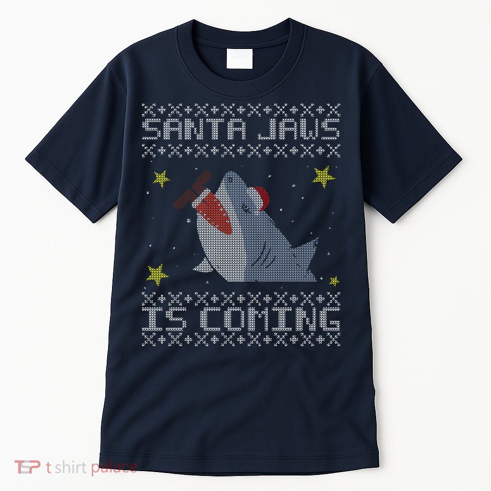 Santa Jaws Is Coming Ugly Christmas Tall T-Shirt