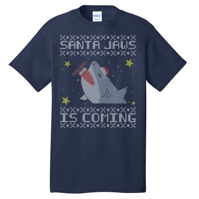 Santa Jaws Is Coming Ugly Christmas Tall T-Shirt