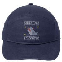 Santa Jaws Is Coming Ugly Christmas 7-Panel Snapback Hat