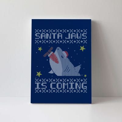 Santa Jaws Is Coming Ugly Christmas Canvas