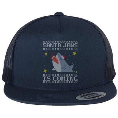 Santa Jaws Is Coming Ugly Christmas Flatbill Hat
