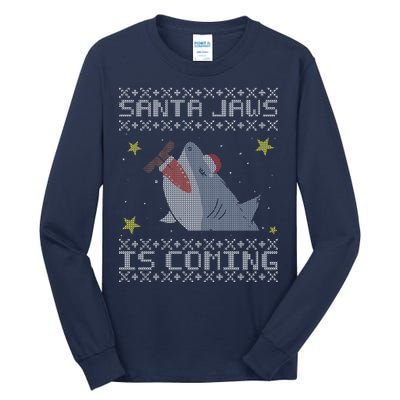 Santa Jaws Is Coming Ugly Christmas Tall Long Sleeve T-Shirt