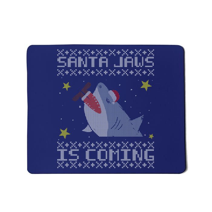 Santa Jaws Is Coming Ugly Christmas Mousepad