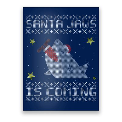 Santa Jaws Is Coming Ugly Christmas Poster