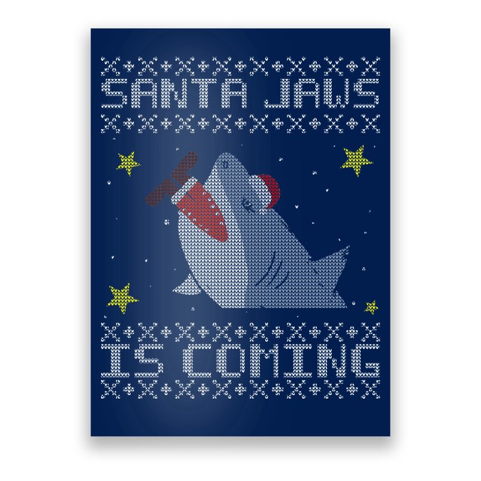 Santa Jaws Is Coming Ugly Christmas Poster